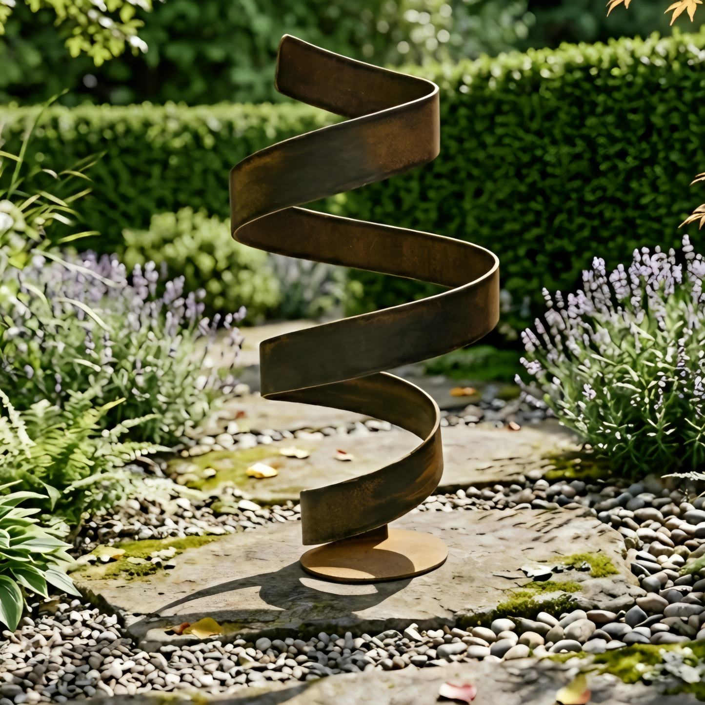 Large Garden Sculpture: Rustic Metal Art Titled Twirl