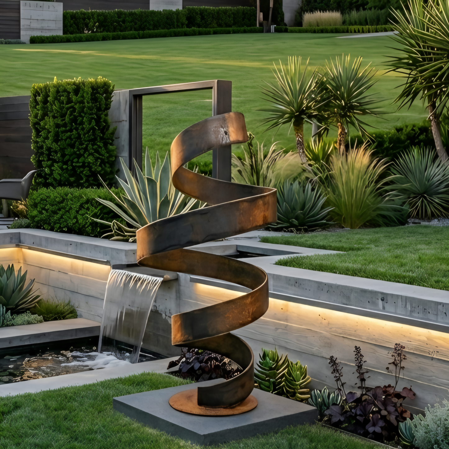 Large Garden Sculpture: Rustic Metal Art Titled Twirl