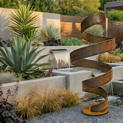 Large Garden Sculpture: Rustic Metal Art Titled Twirl