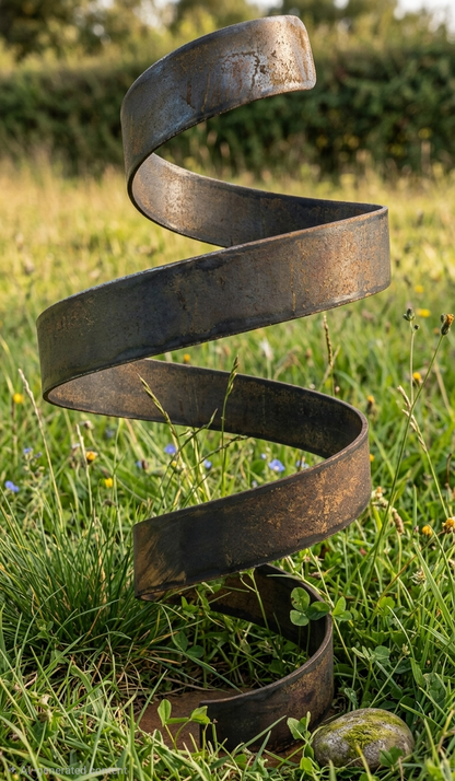 Large Garden Sculpture: Rustic Metal Art Titled Twirl
