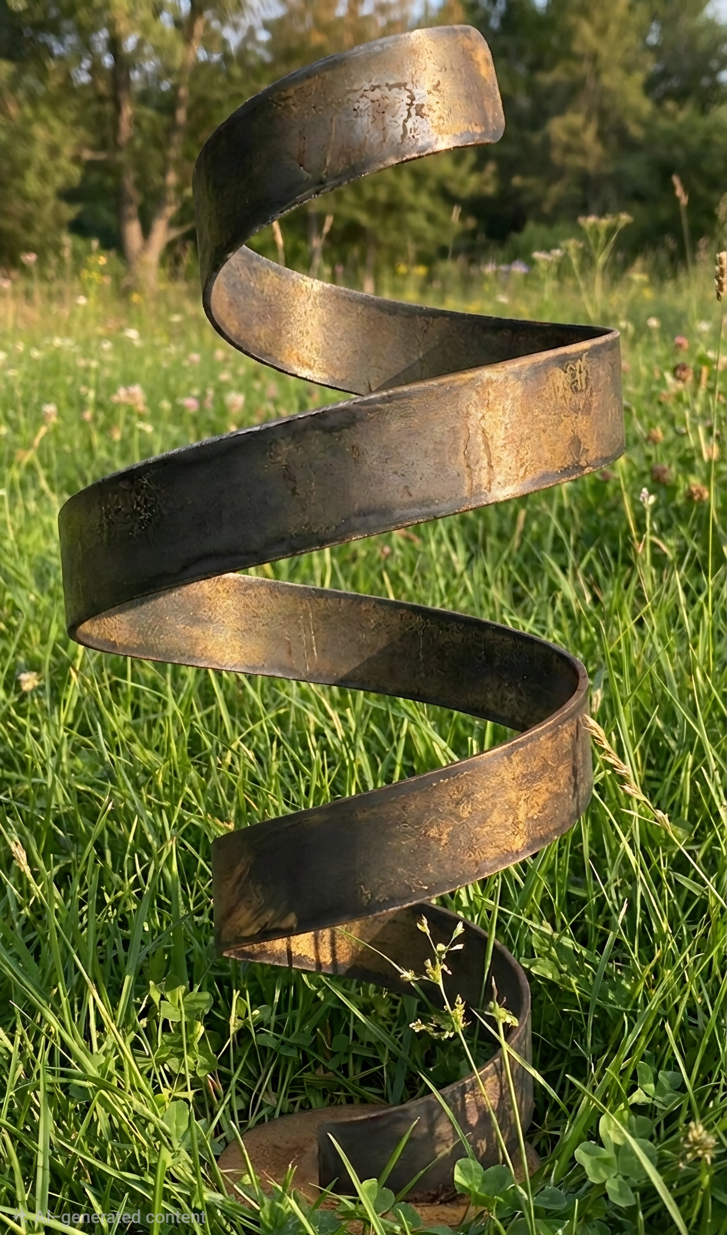 Large Garden Sculpture: Rustic Metal Art Titled Twirl