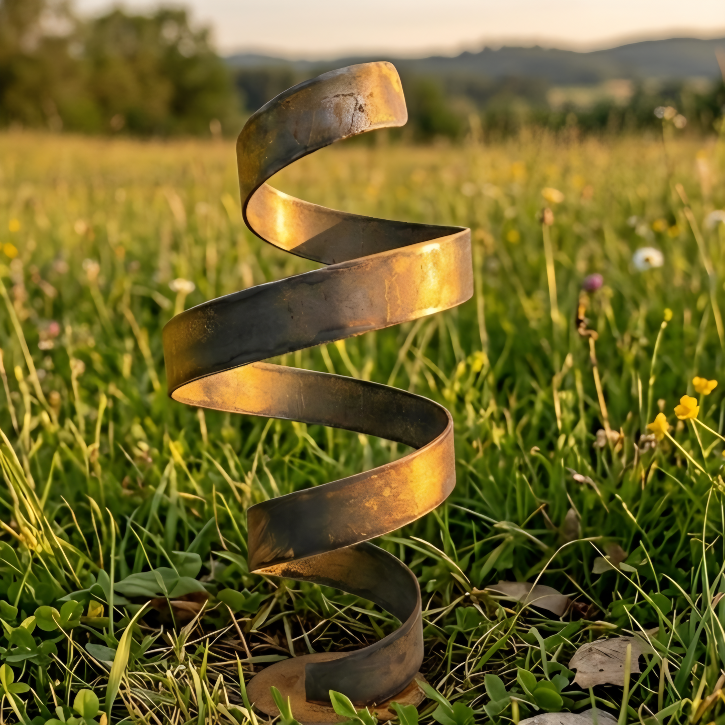 Large Garden Sculpture: Rustic Metal Art Titled Twirl