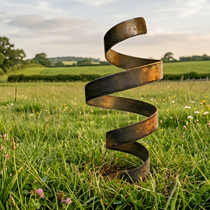 Large Garden Sculpture: Rustic Metal Art Titled Twirl