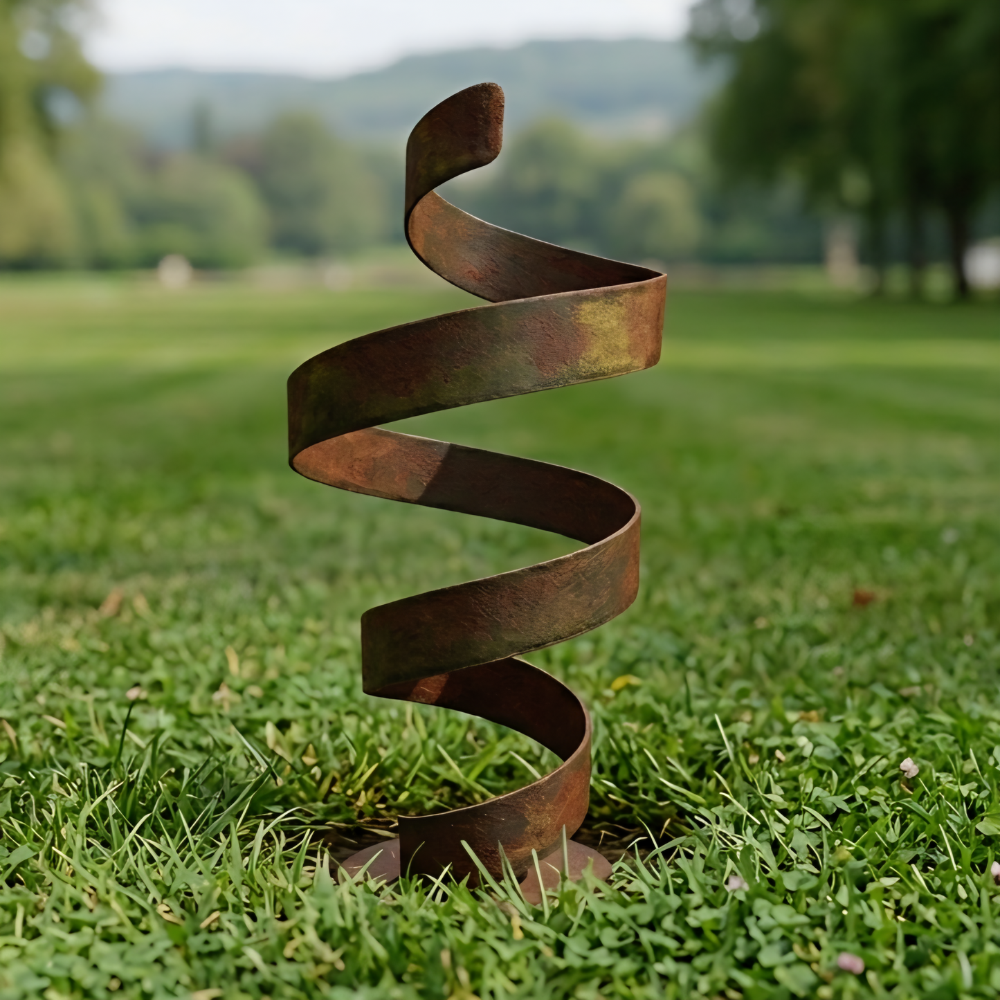 Large Garden Sculpture: Rustic Metal Art Titled Twirl