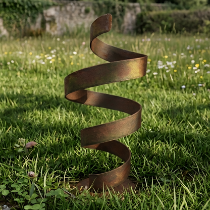 Large Garden Sculpture: Rustic Metal Art Titled Twirl