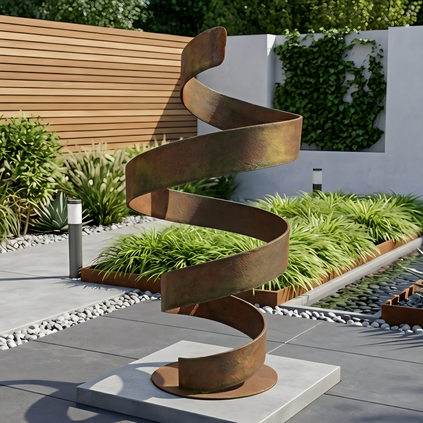 Large Garden Sculpture: Rustic Metal Art Titled Twirl