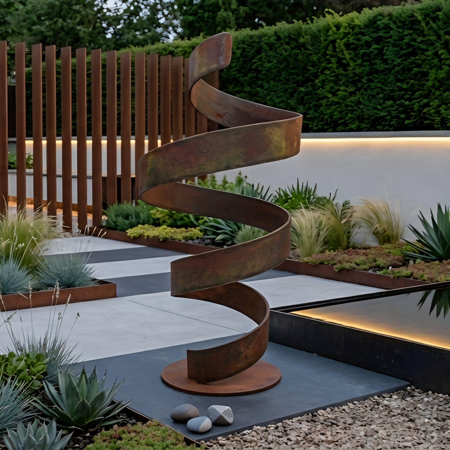 Large Garden Sculpture: Rustic Metal Art Titled Twirl