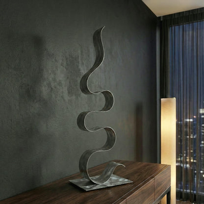 Abstract Sculpture in Metal Handcrafted Luxury Modern Art - Indoors or Outdoors