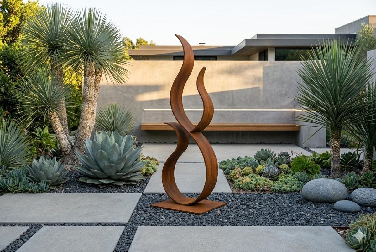 Rustic Sculpture Metal Garden Decor: Majestic Flame