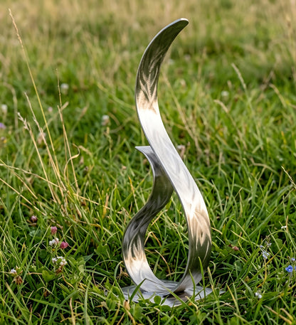 Modern Metal Sculpture in Silver: Wish