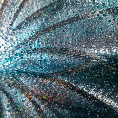 Crushed Glass Turquoise Metal Wall Art Titled "Atomique" Limited Edition