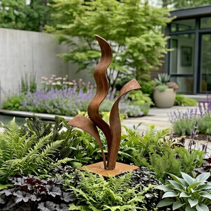 Rustic Metal Plant Sculpture Titled Florez
