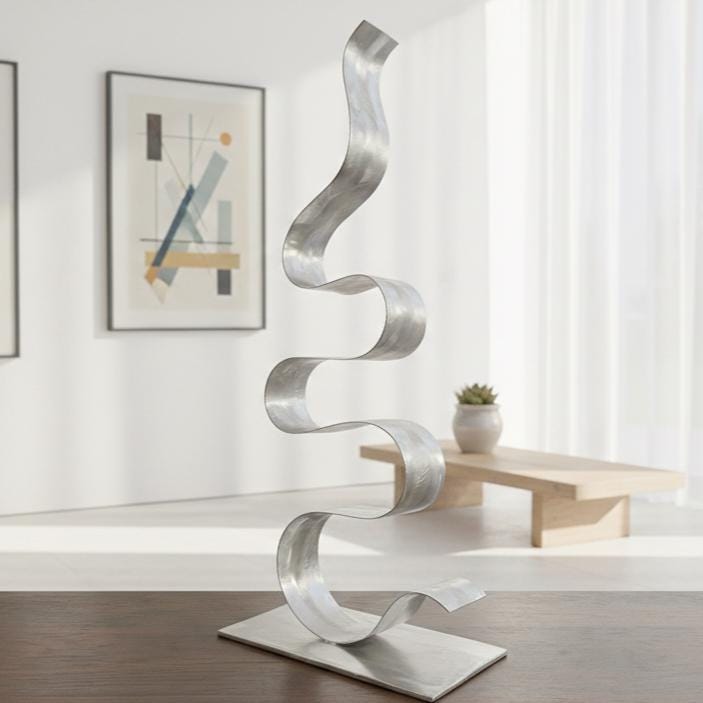 Abstract Sculpture in Metal Handcrafted Luxury Modern Art - Indoors or Outdoors