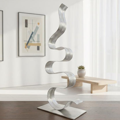 Abstract Sculpture in Metal Handcrafted Luxury Modern Art - Indoors or Outdoors