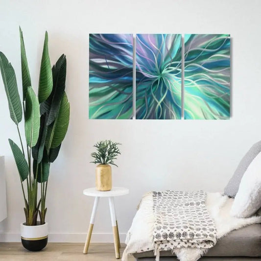 3 Panel Metal Artwork Set Titled Radiation - Modern Elements Metal Art - MEA789379SX