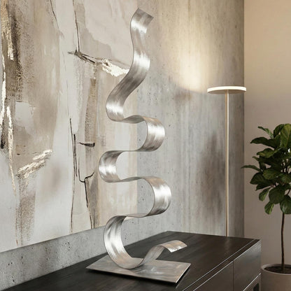 Abstract Sculpture in Metal Handcrafted Luxury Modern Art - Indoors or Outdoors