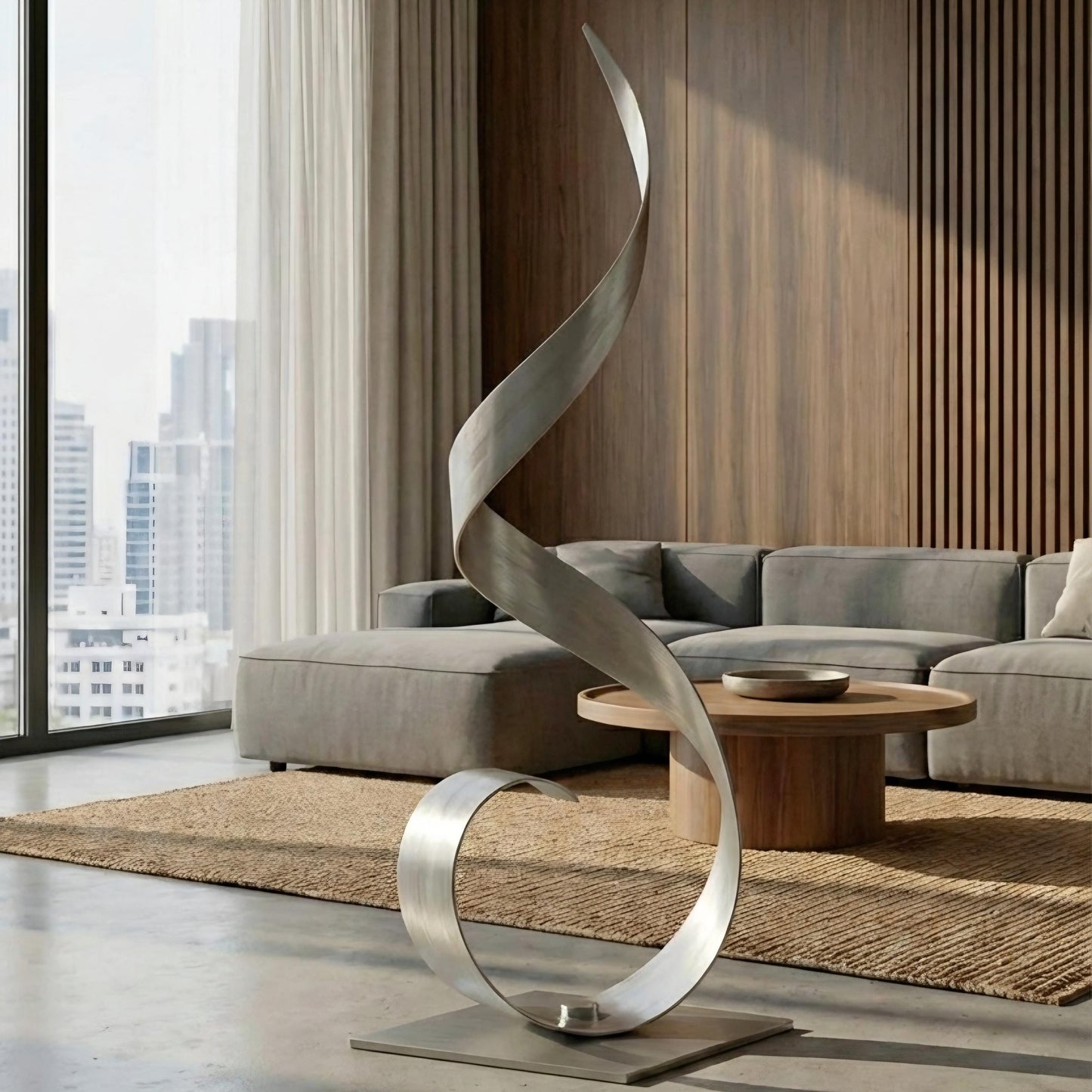Abstract Metal Sculpture: Silver Handcrafted Luxury Modern Home Decor, Indoor, Outdoor