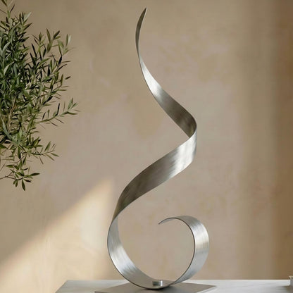 Abstract Metal Sculpture: Silver Handcrafted Luxury Modern Home Decor, Indoor, Outdoor