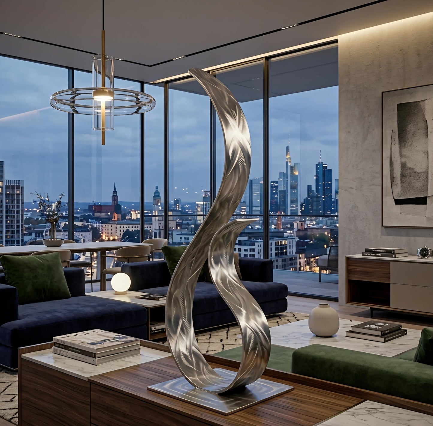 Modern Metal Sculpture in Silver: Wish