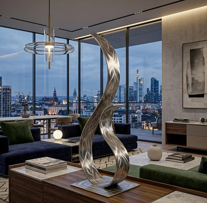 Modern Metal Sculpture in Silver: Wish