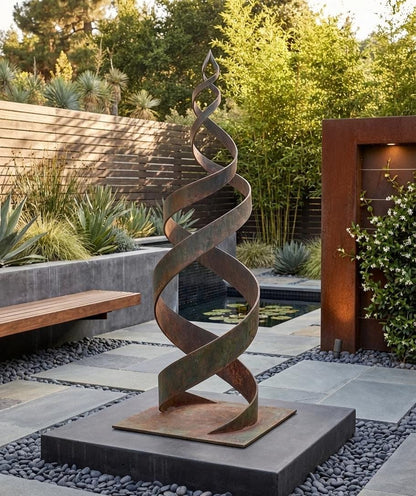Garden Metal Sculpture with Rust Patina