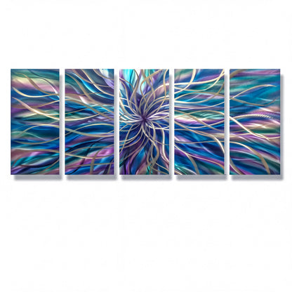 Modern Abstract Metal Wall Art Set - Unique 5-Piece Sculpture for Elegant Home Decor-Modern Elements Metal Art