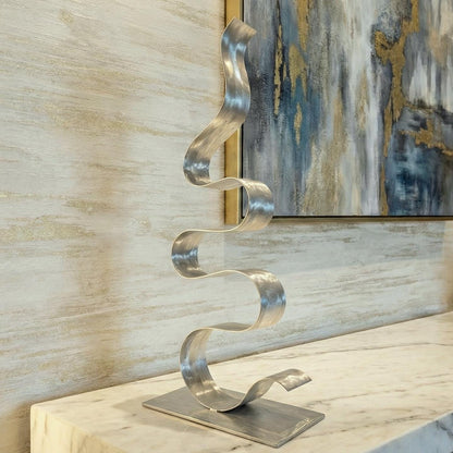 Abstract Sculpture in Metal Handcrafted Luxury Modern Art - Indoors or Outdoors