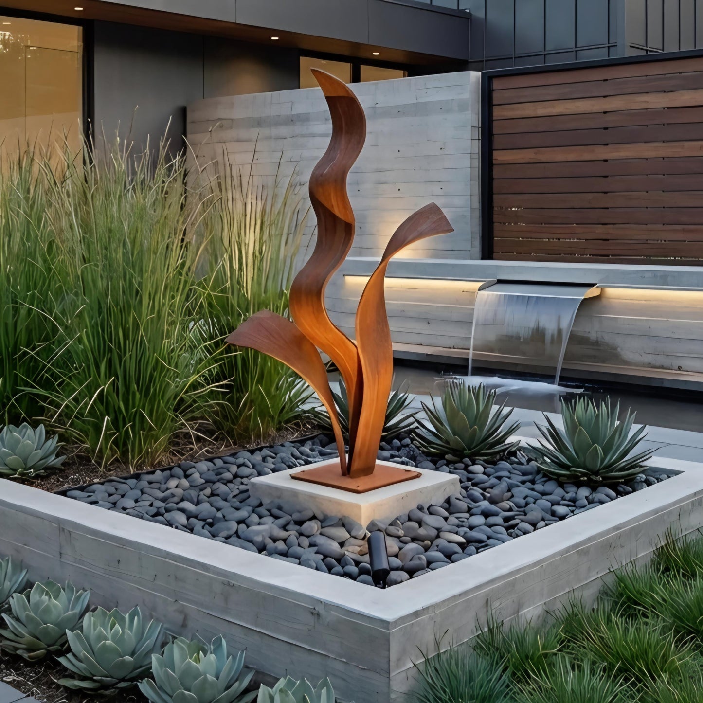 Rustic Metal Plant Sculpture Titled Florez
