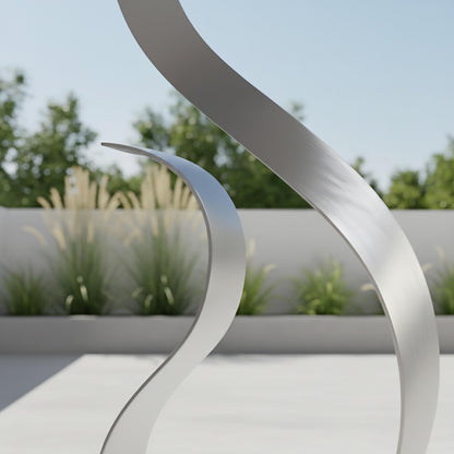 Abstract Metal Sculpture: Silver Handcrafted Luxury Modern Home Decor, Indoor, Outdoor