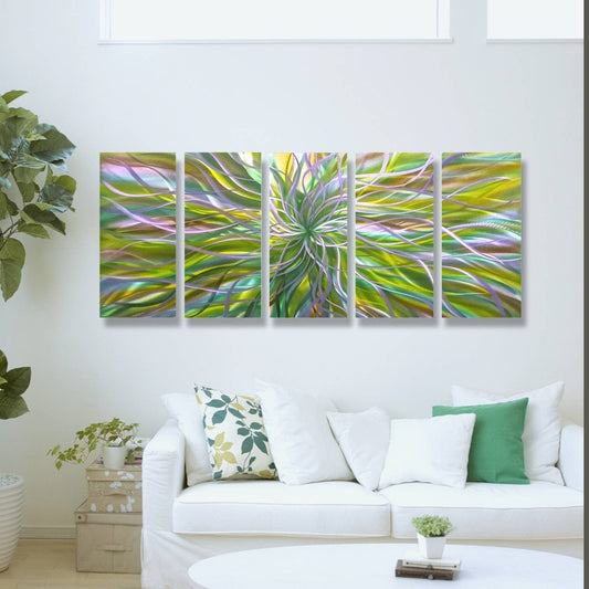 5 Panel Large Metal Wall Art Titled Radiation - Modern Elements Metal Art - MH678K