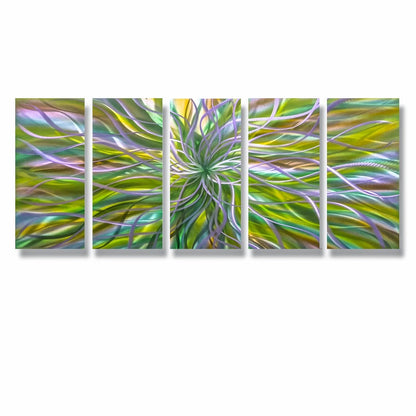 5 Panel Large Metal Wall Art Titled Radiation - Modern Elements Metal Art - MH678K