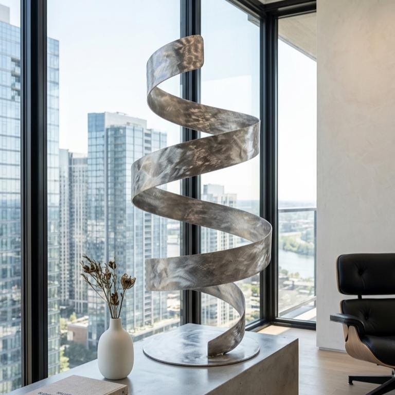 Metal Sculpture - Handcrafted Abstract Modern Art | Stainless Steel Reflective Artwork
