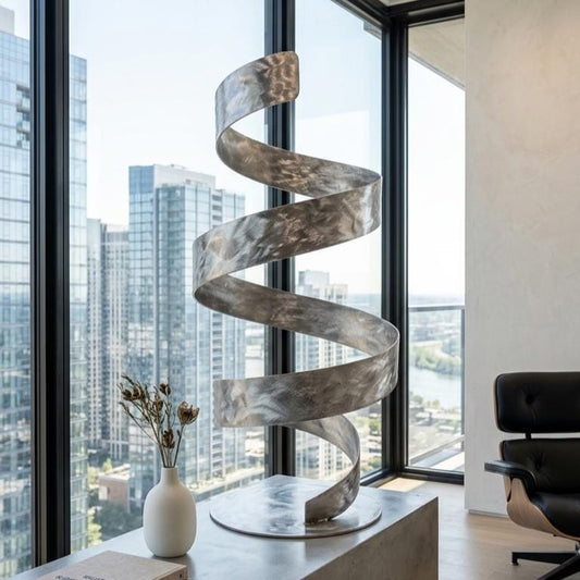 Metal Sculpture - Handcrafted Abstract Modern Art | Stainless Steel Reflective Artwork