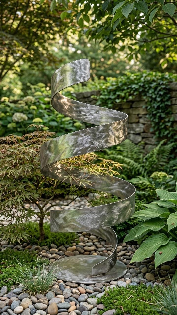 Metal Sculpture: Handcrafted Luxury Modern Art Swirling Indoor or Outdoor Decoration