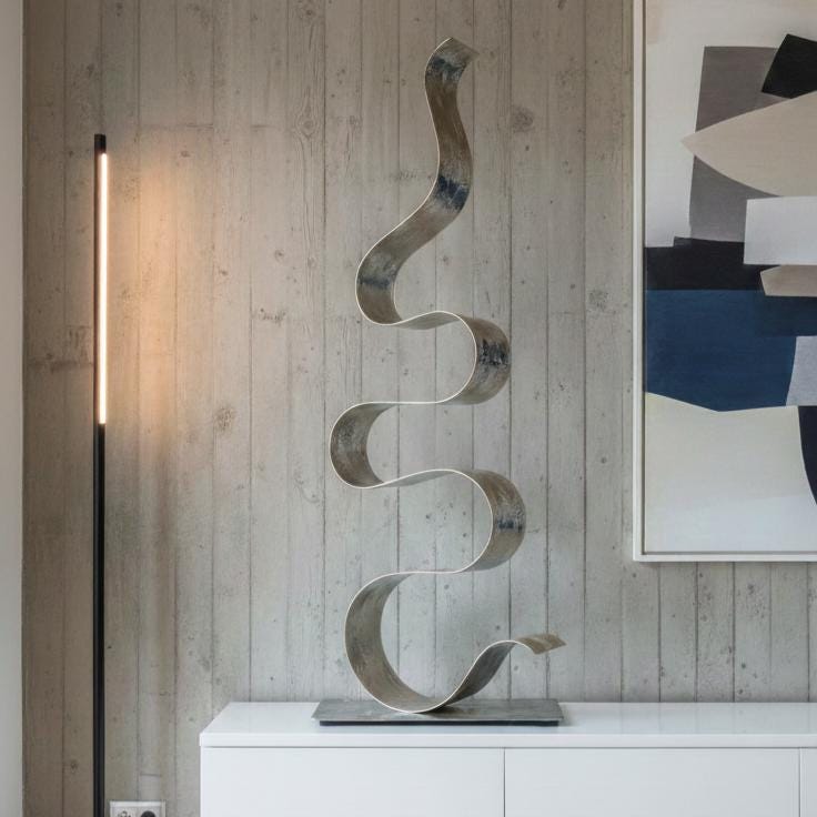 Abstract Sculpture in Metal Handcrafted Luxury Modern Art - Indoors or Outdoors