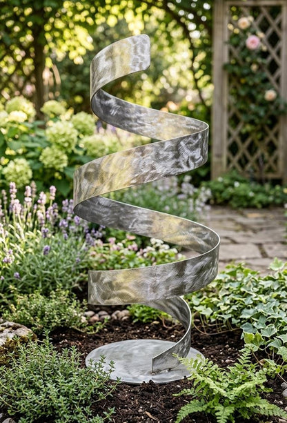 Metal Sculpture: Handcrafted Luxury Modern Art Swirling Indoor or Outdoor Decoration