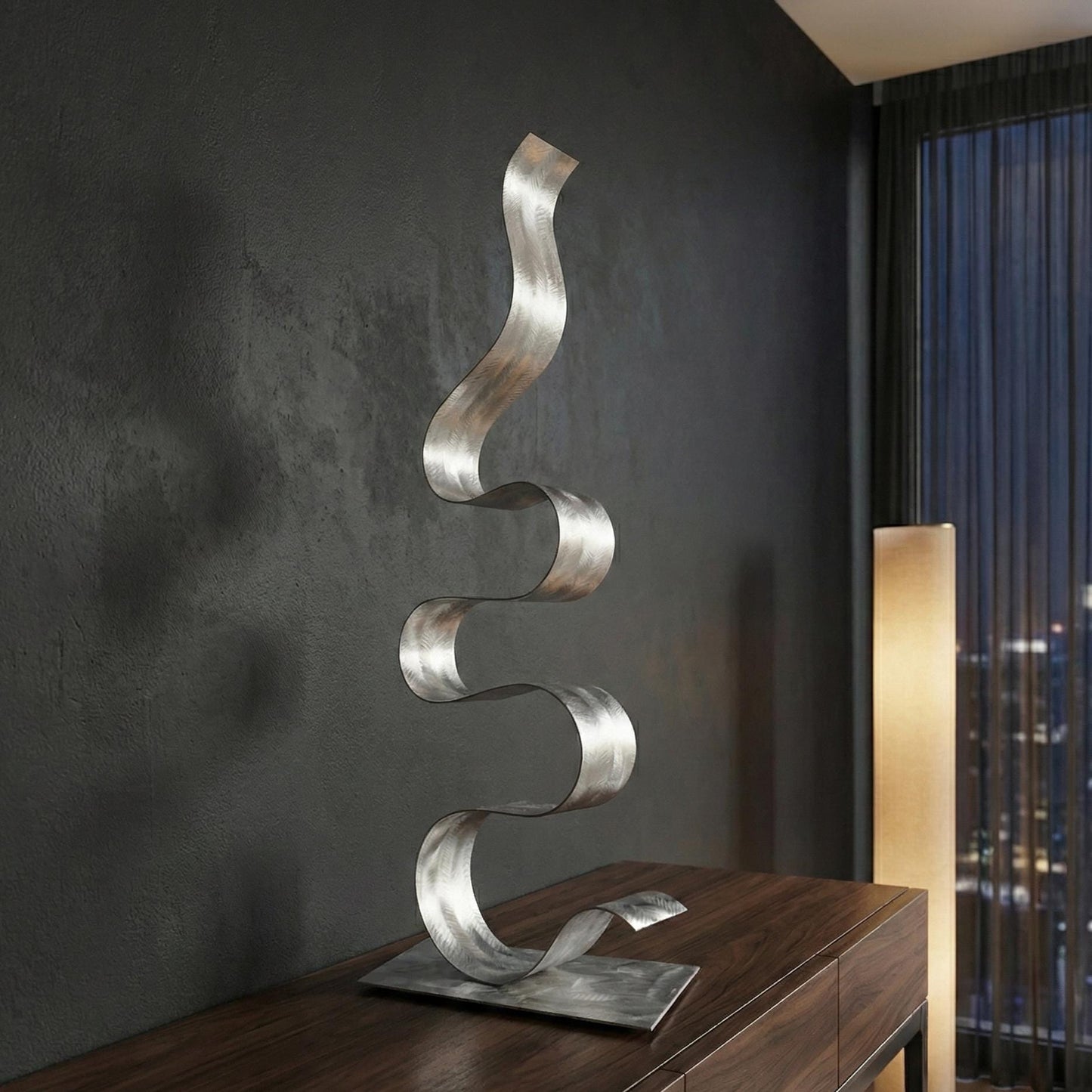 Abstract Sculpture in Metal Handcrafted Luxury Modern Art - Indoors or Outdoors