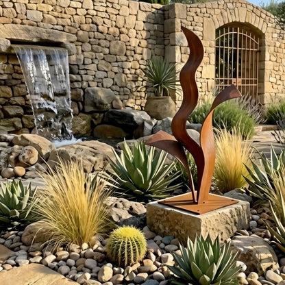 Rustic Metal Plant Sculpture Titled Florez