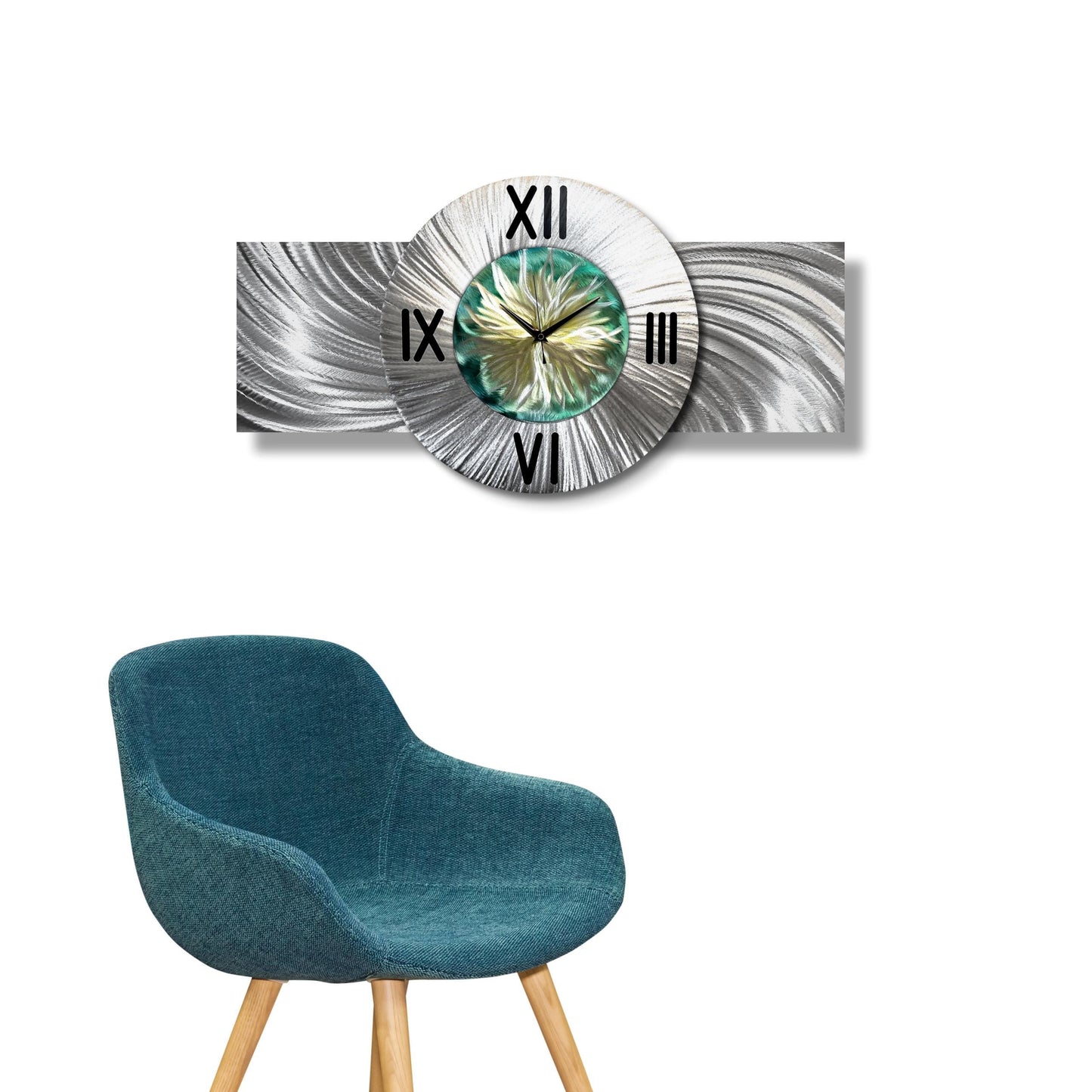 Flower Large Wall Clock Titled Sterling Bloom