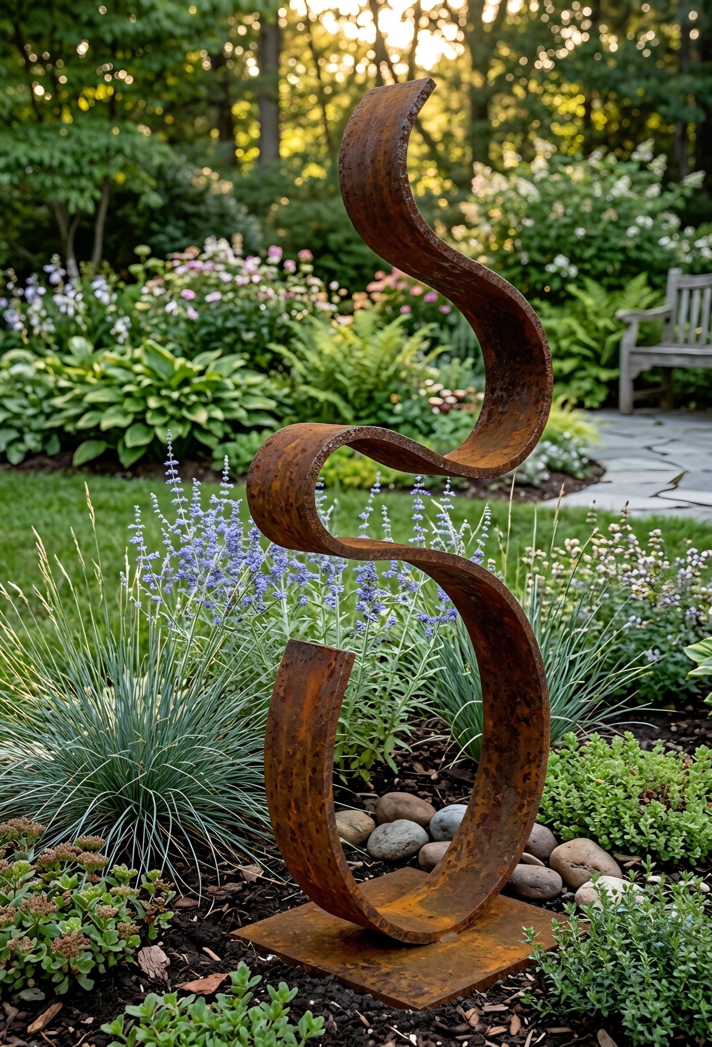 Garden Sculpture: Rustic Metal Art Abstract Decor for Ourdoors