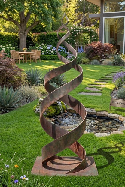 Garden Metal Sculpture with Rust Patina