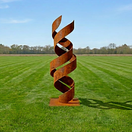 Modern Rusted Metal Spiral Sculpture Titled Twirlix
