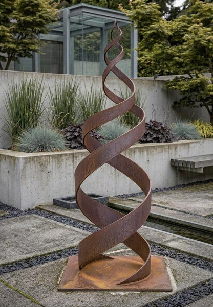 Garden Metal Sculpture with Rust Patina