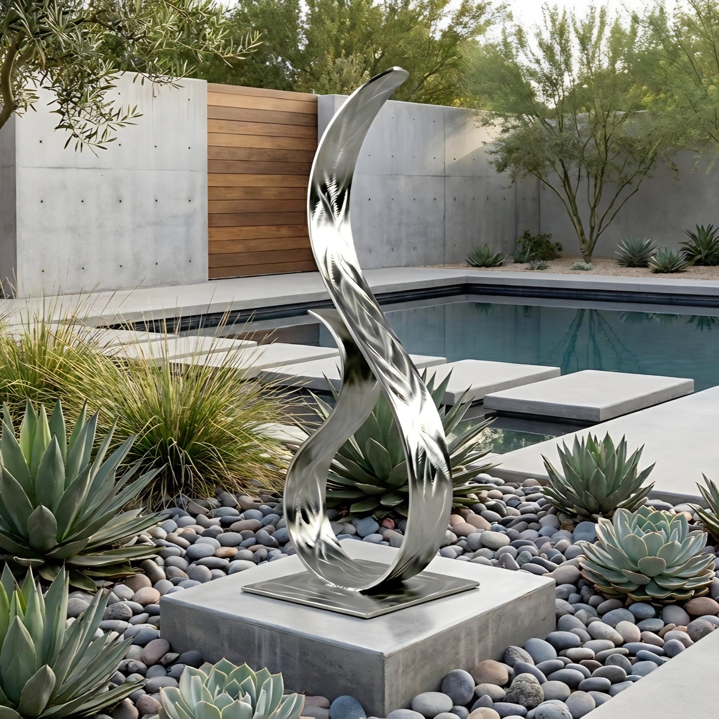 Modern Metal Sculpture in Silver: Wish