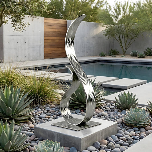 Modern Metal Sculpture in Silver: Wish