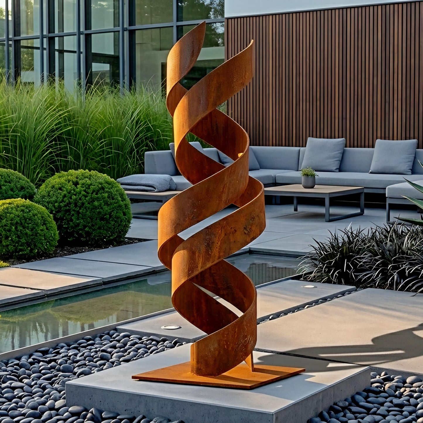 Modern Rusted Metal Spiral Sculpture Titled Twirlix