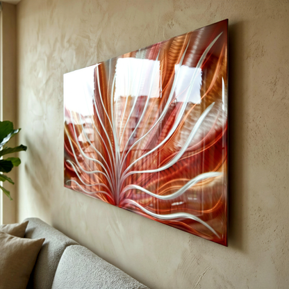 a living room with a couch and a painting on the wall