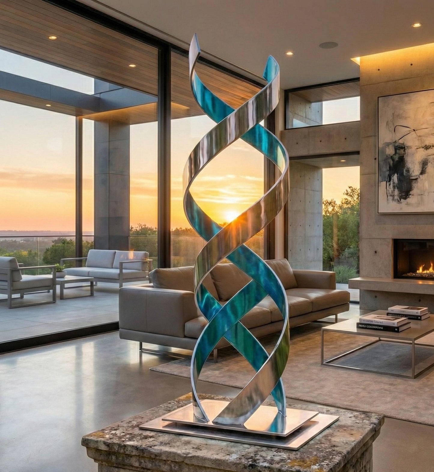 Abstract Metal Sculpture: Handcrafted Luxury Ribbon Twist Modern Home Decor