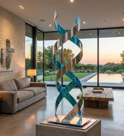Abstract Metal Sculpture: Handcrafted Luxury Ribbon Twist Modern Home Decor