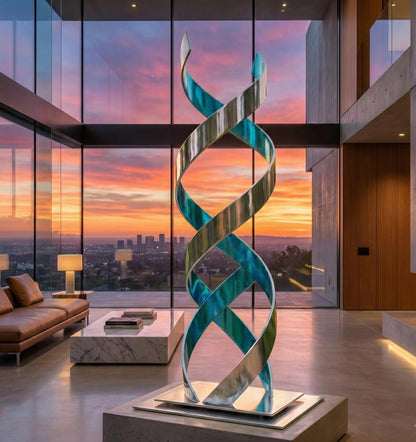 Abstract Metal Sculpture: Handcrafted Luxury Ribbon Twist Modern Home Decor